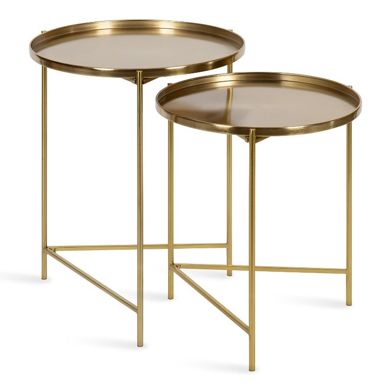 Kate and Laurel Ulani Round Metal Nesting Table, 2 Piece, Gold