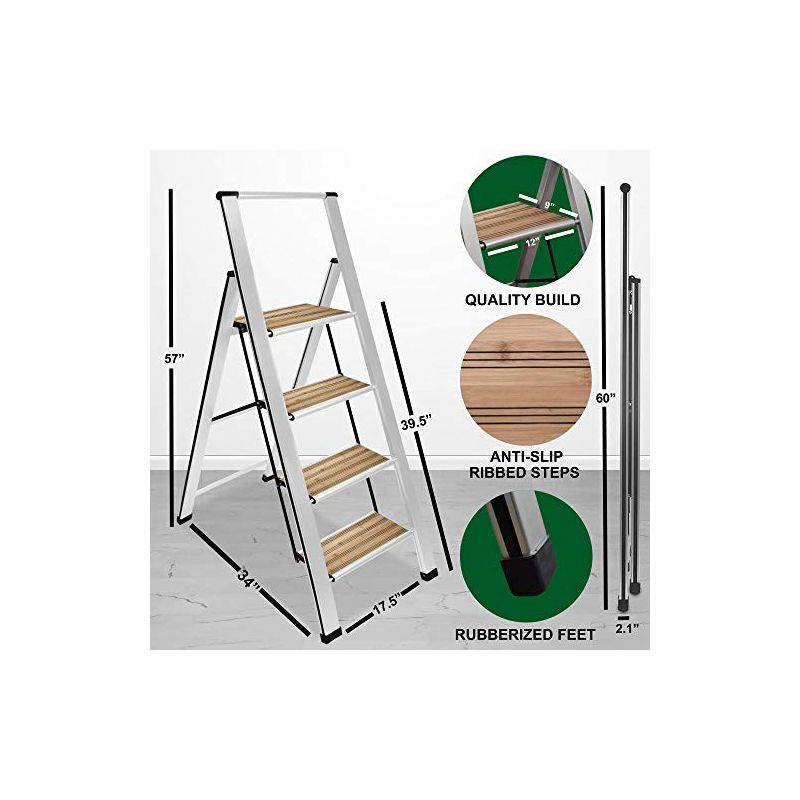 Sorfey Sorfey Step Ladders 4 - Step Steel Lightweight Folding Step Ladder