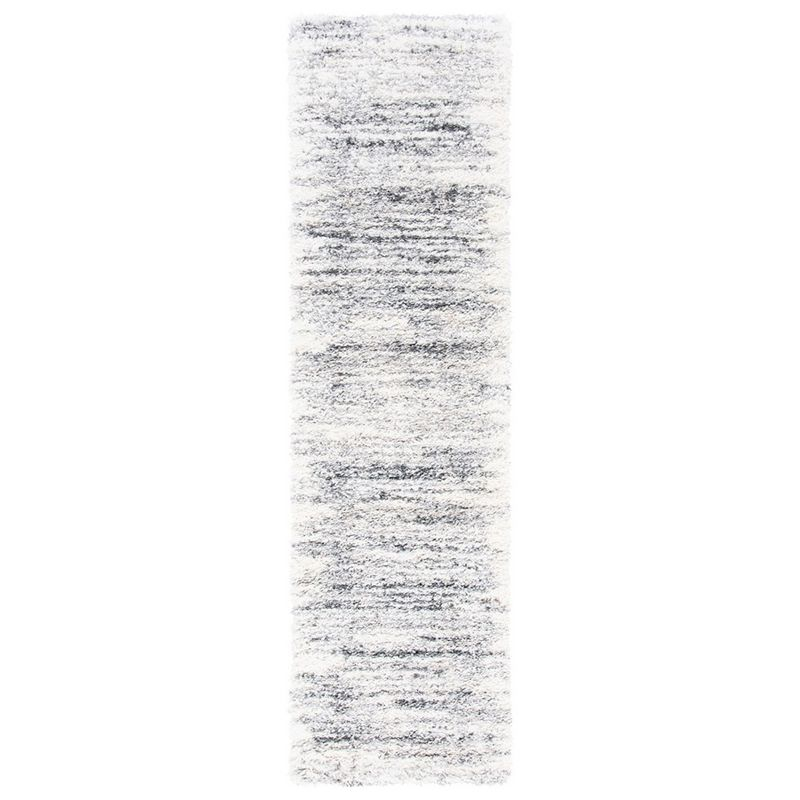 Fontana Shag 800 FNT850 Power Loomed Indoor Runner - Ivory/Grey - 2'3"x12' - Safavieh