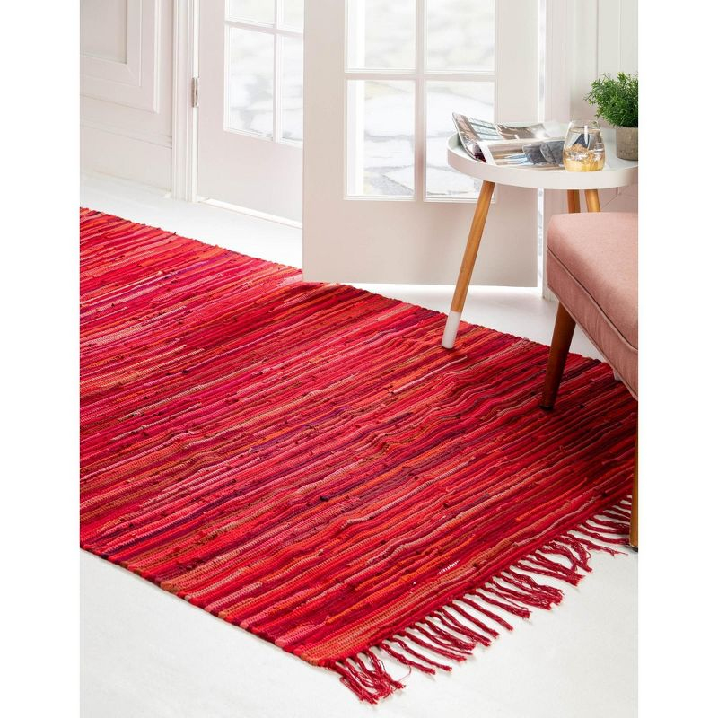 Unique Loom 5' 0 x 8' 0 Striped Chindi Cotton Rectangle Area Rug