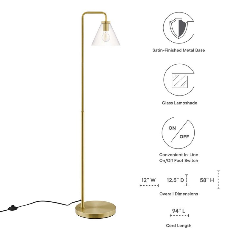 Modway Element Floor Lamp – Transparent Glass and Metal Standing Light with Iron Base, LED Compatible