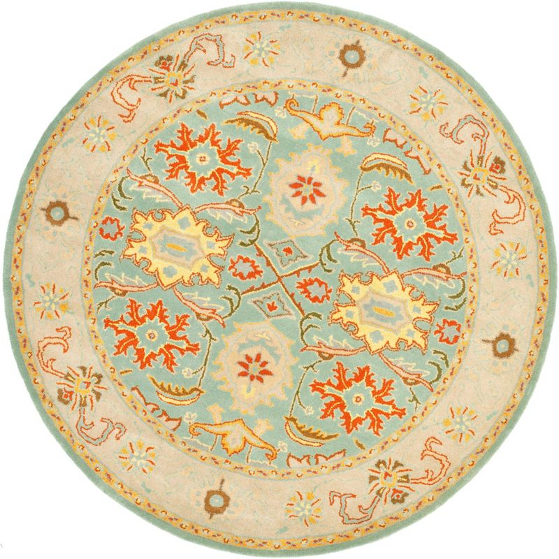 Heritage HG734 Handmade Area Rug - 4' Round - Light Blue/Ivory - Safavieh