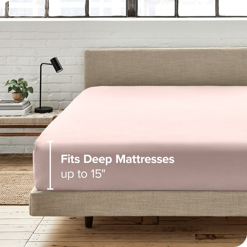 300 Thread Count Organic Cotton Percale Twin Fitted Sheet Dusty Pink by Bare Home