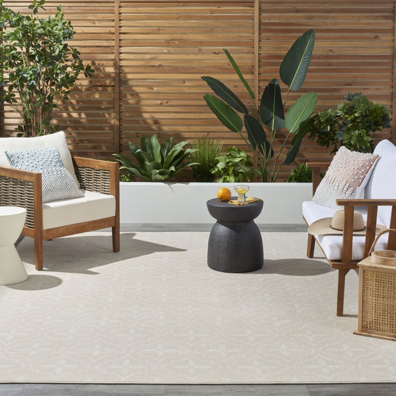 Nourison Essentials Moroccan Modern Indoor Outdoor Rug Beige Ivory 6' x 9'