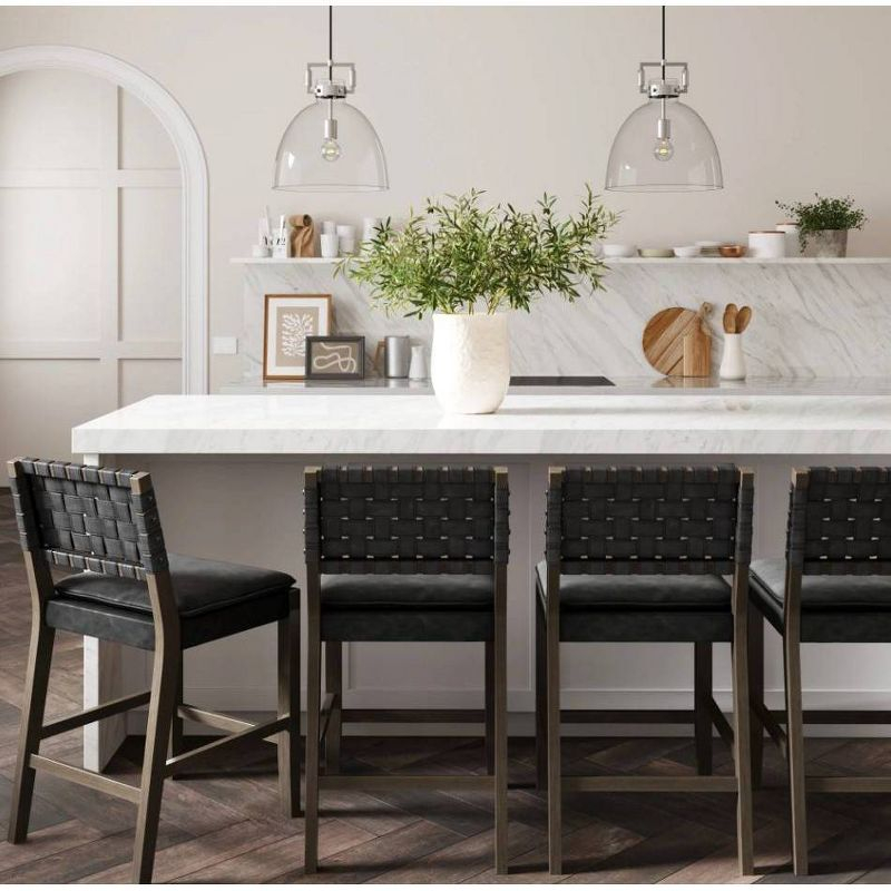 Nathan James Set of 4 Cohen Faux Leather Counter Height Barstool Black