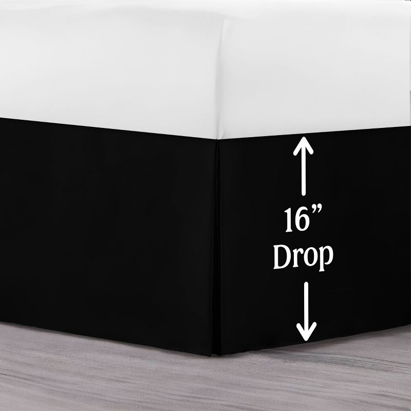 Microfiber Plain Bed Skirts Easy Fit Full Size Bed Skirt by Lux Decor Collection- Black