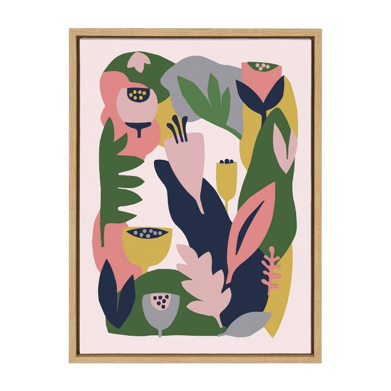 18" x 24" Sylvie Myriam's Garden by Myriam Van Neste Framed Wall Canvas Natural - Kate & Laurel All Things Decor: Modern Style