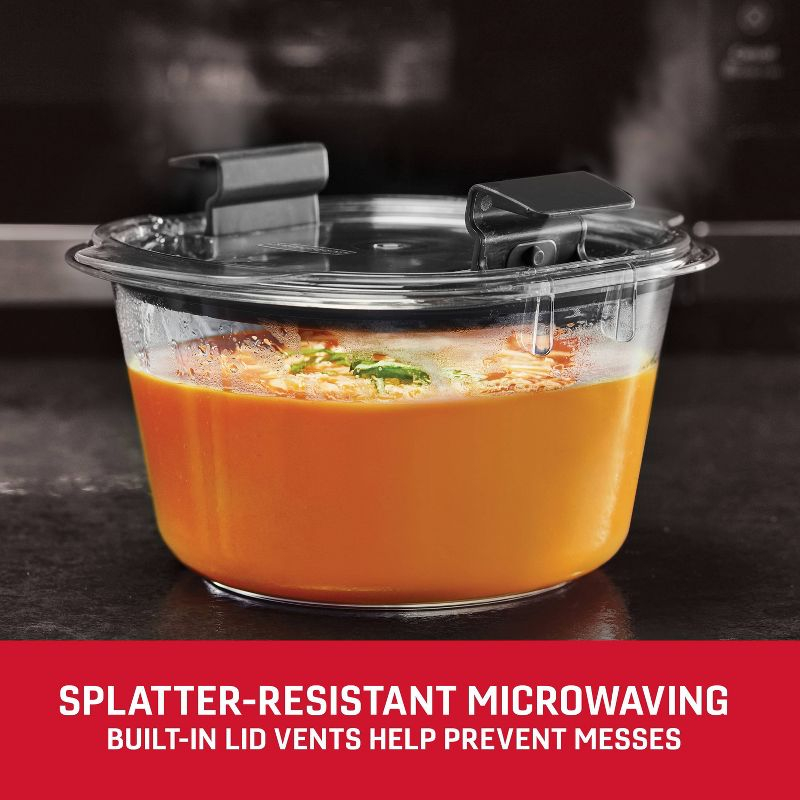 Rubbermaid 6pc Brilliance Round Food Storage Container Set: Plastic Containers with Lids, Dishwasher-Safe, Clear