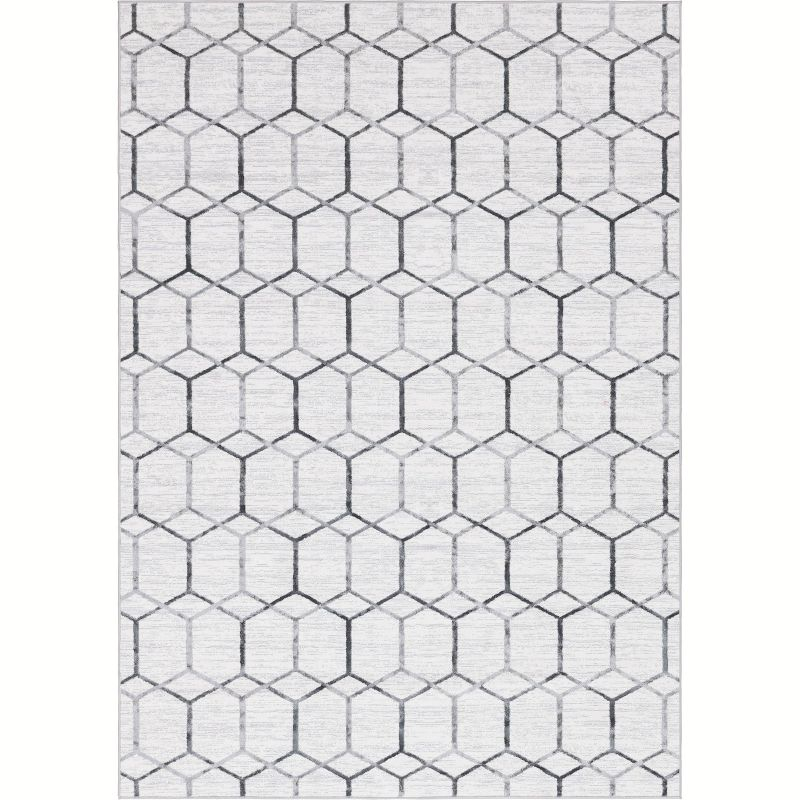 Unique Loom 7' 0 x 10' 0 White Matrix Trellis Tile Area Rug