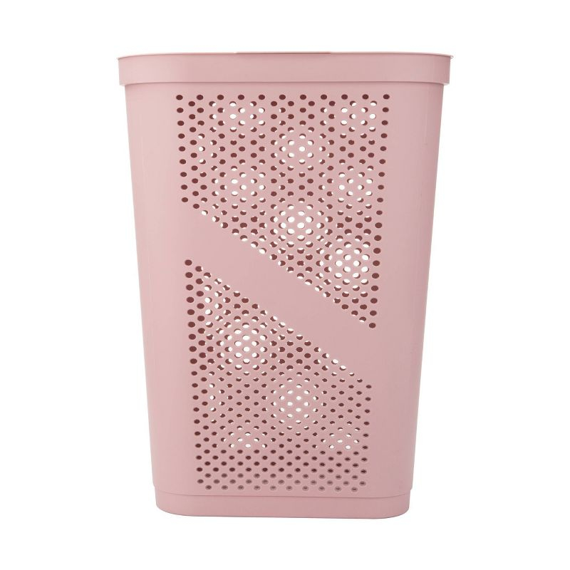 Mind Reader Perforated Plastic Hamper with Lid 60 Liter/16 Gallon, Lightweight Hamper, Pink
