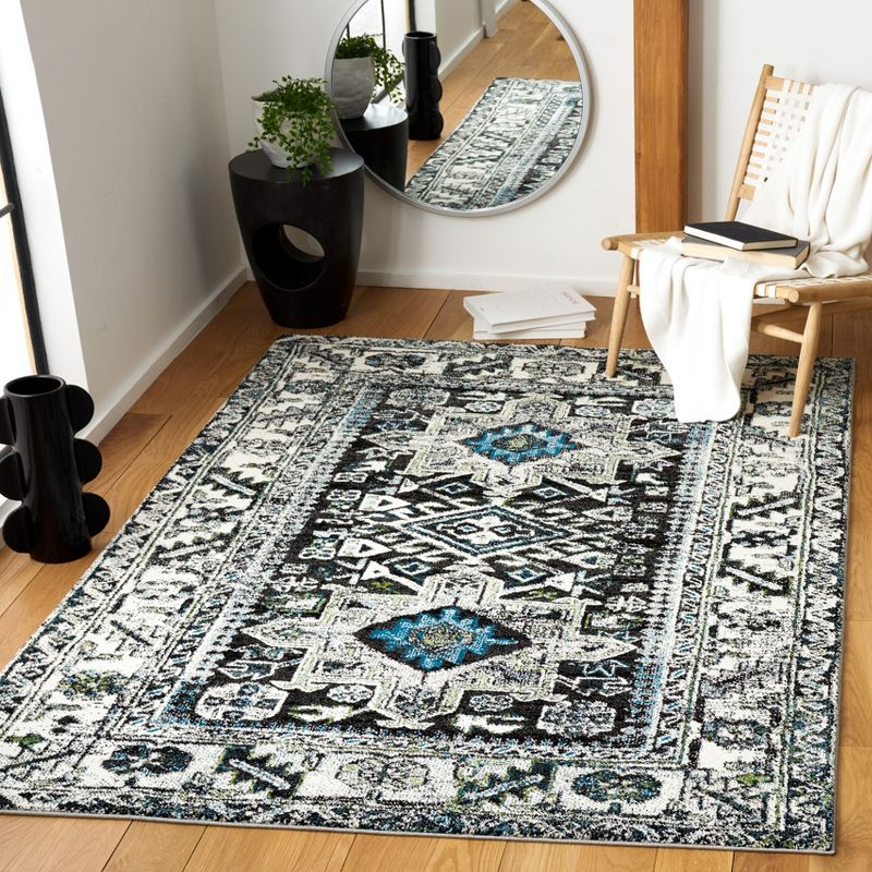 Vintage Hamadan VTH211 Power Loomed Indoor Area Rug - Dark Grey/Ivory - 4'x6' - Safavieh