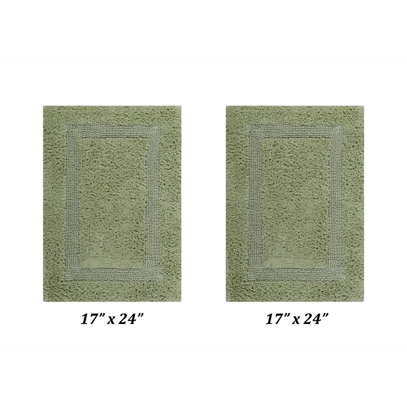Better Trends Lux 100% Cotton Tufted Solid Reversible Bath Rug Set 2 PC (17" x 24" | 17" x 24") - Sage