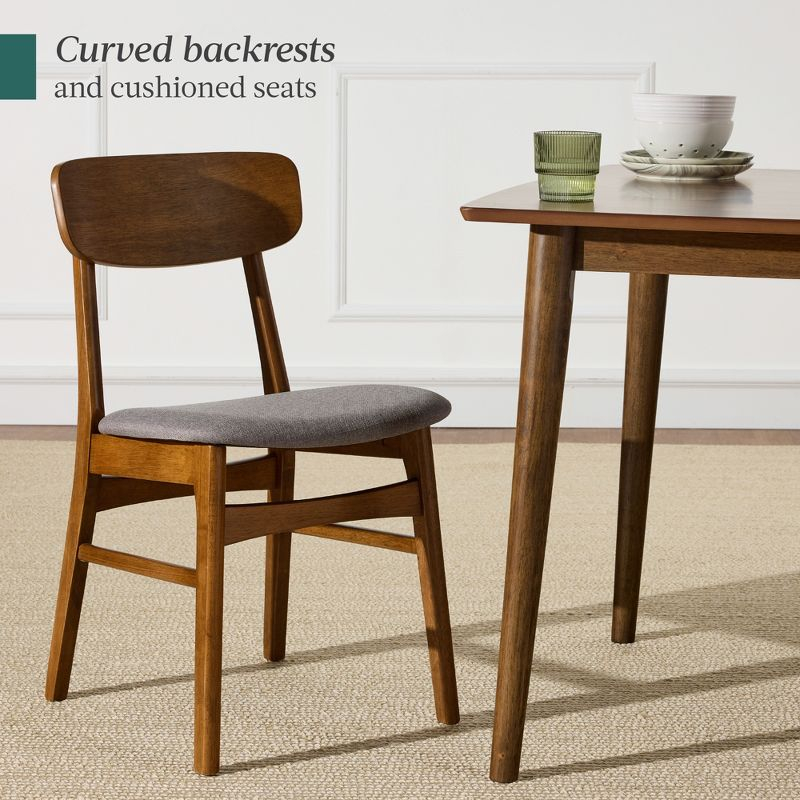 George Oliver 7-Piece Mid-Century Modern Upholstered Dining Set, Wooden Table W/ 6 Chairs
