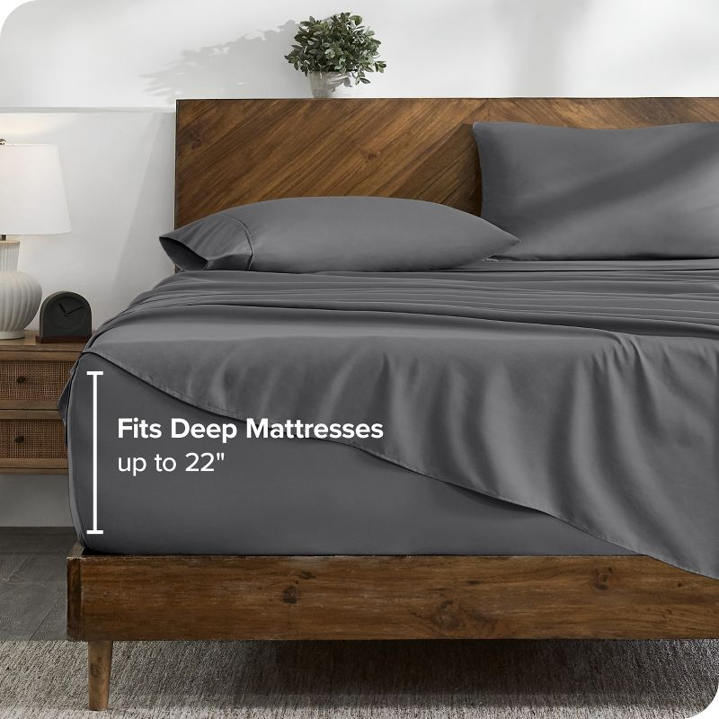 Twin Grey 22 Inch Extra Deep Pocket Sheet Set, Double Brushed Microfiber Sheets by Bare Home
