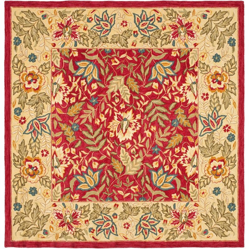 Chelsea HK140 Hand Hooked Area Rug - Red/Ivory - 8'x8' - Safavieh.