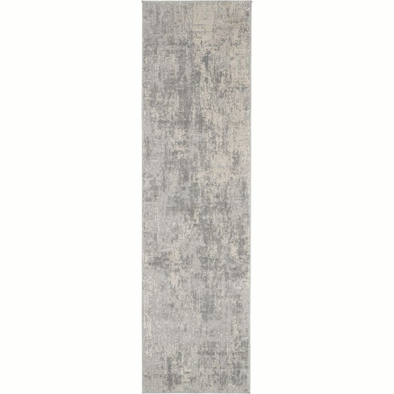 Nourison Rustic Textures Abstract Indoor Area Rug Ivory/Silver 2'2" x 7'6"