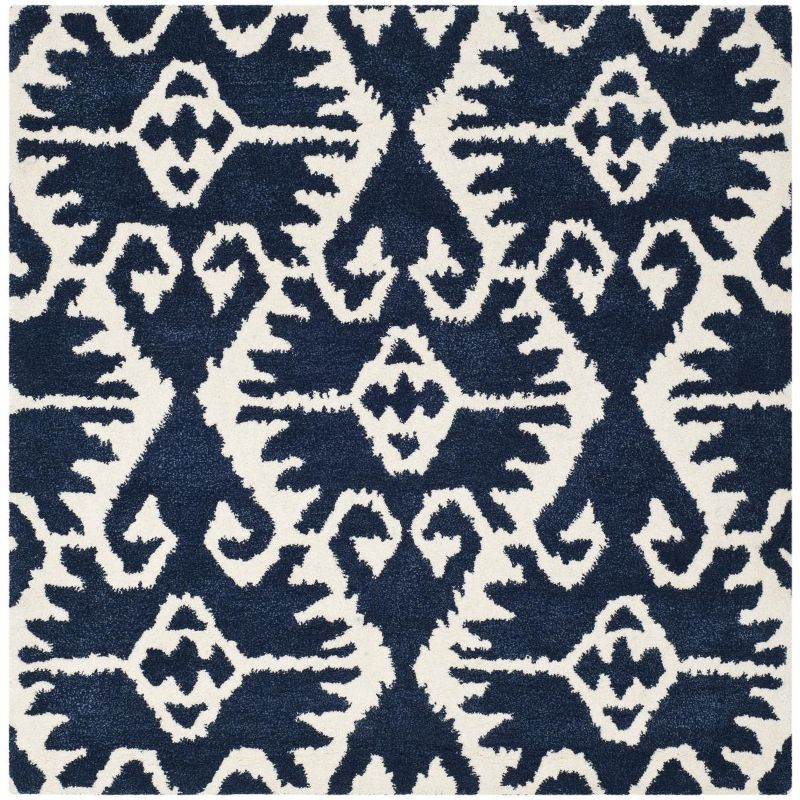 Wyndham WYD323 Hand Tufted Indoor Area Rug - Royal Blue/Ivory - 7'x7' - Safavieh