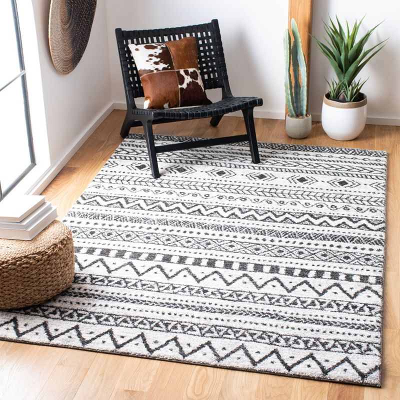 Tunisia TUN735 Power Loomed Area Rug - Ivory/Black - 8'x10' - Safavieh.