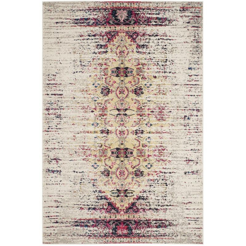 Monaco MNC209 Power Loomed Area Rug Ivory / Pink 6'-7" X 9'-2" - Safavieh.