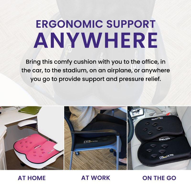 GSeat ULTRA - Travel Gel Foam Cushion, Relieves Discomfort and Promotes Healthy Posture for Car, Commute, Airplane and Travel Comfort - Green