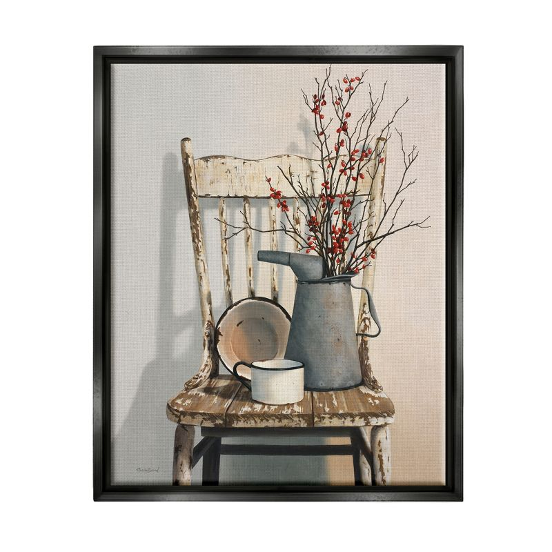 Stupell Industries Vintage Rustic Things Neutral Painting Black Floater Framed Canvas Wall Art, 24 x 30