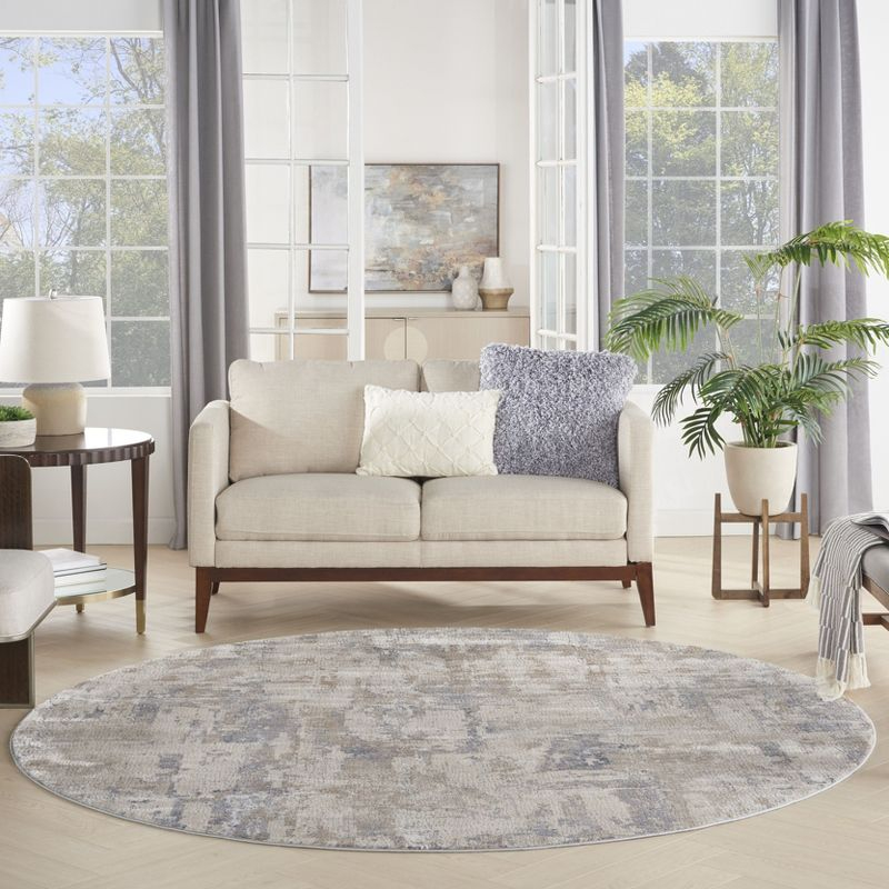 Nourison Rustic Textures Contemporary Indoor Area Rug Beige/Grey 5'3" x round
