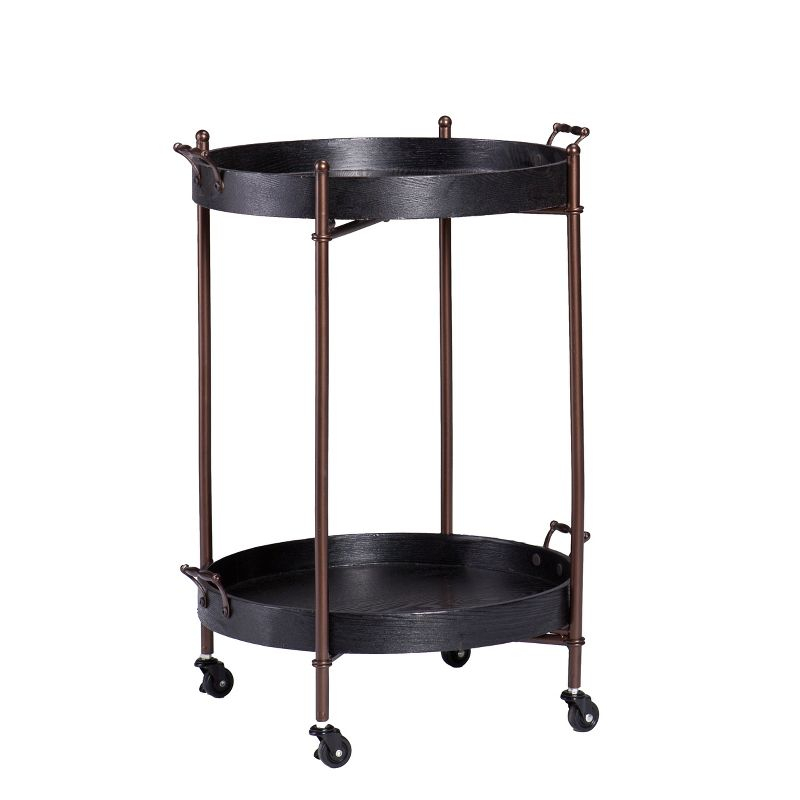 Alfred Two-Tier Round Butler Table - Black - SEI