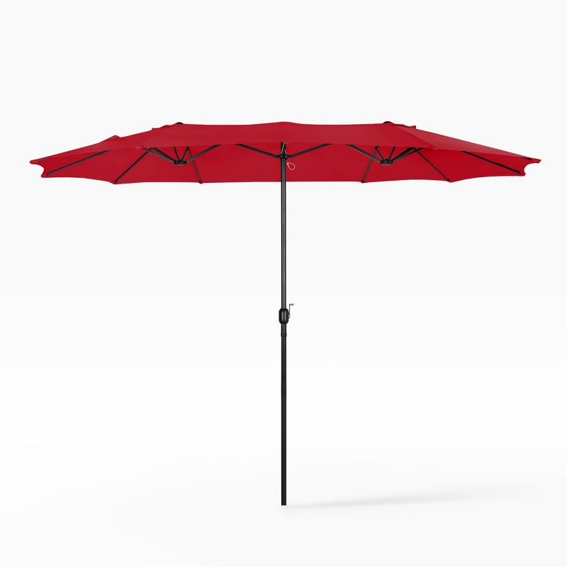 WestinTrends 15 x 9 Ft Double Sided Outdoor Twin Patio Market Table Umbrella, Red