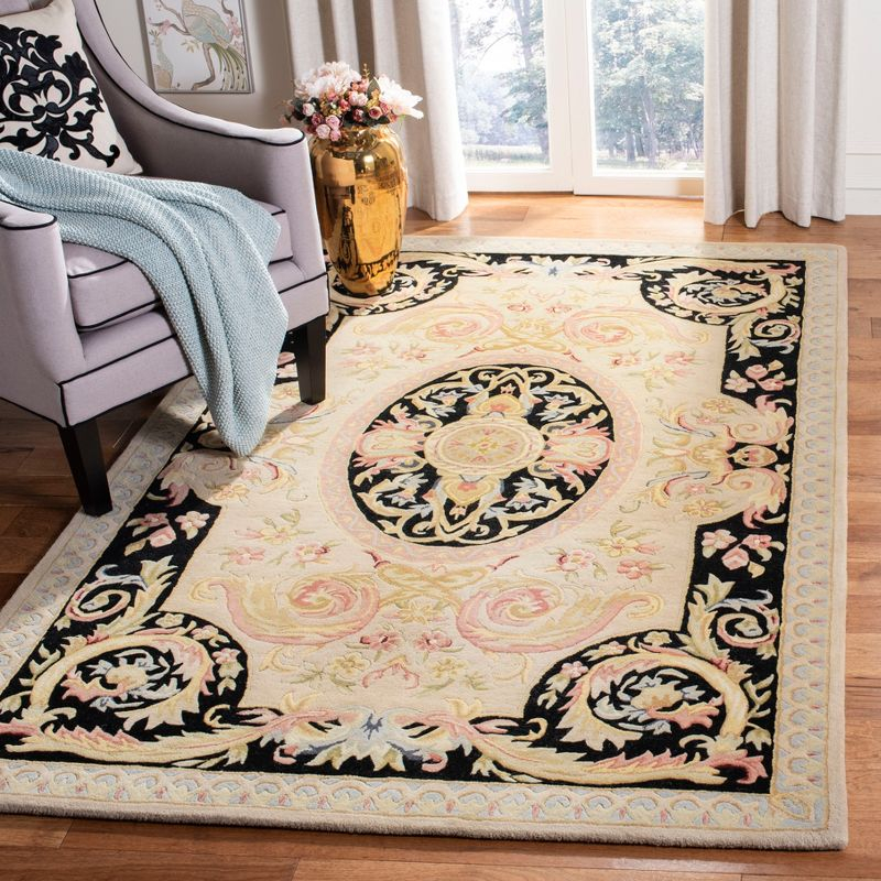 Savonnerie SAV206 Hand Tufted Area Rug - Ivory/Gold - 6'x9' - Safavieh.