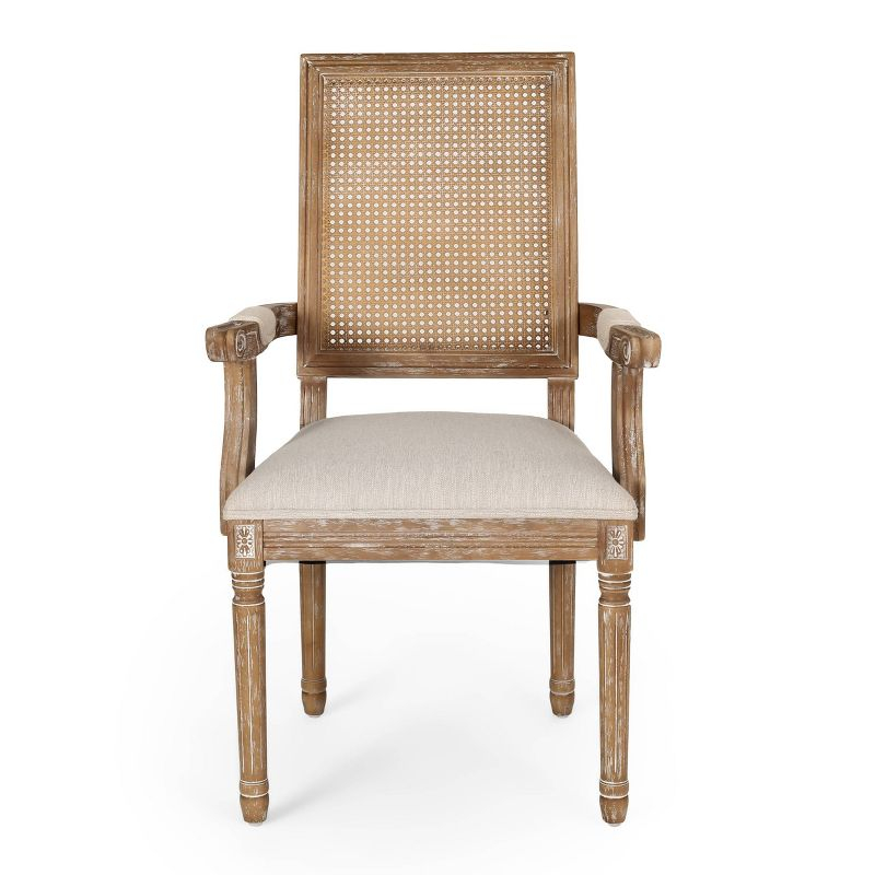 Set of 2 Maria French Country Wood & Cane Dining Chairs with Arms - Christopher Knight Home