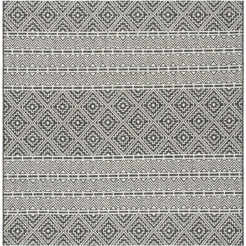 Courtyard CY8787 Power Loomed Indoor/Outdoor Area Rug - Black/Grey - 6'7"x6'7" - Safavieh.