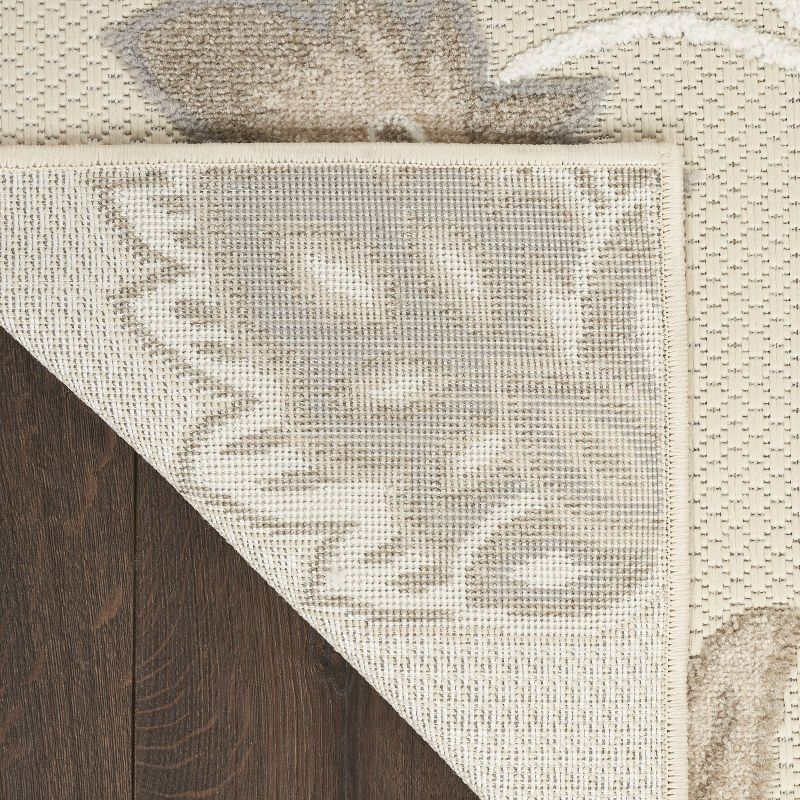 Nourison Aloha Floral Farmhouse Flatweave High-Low Indoor Outdoor Area Rug Beige 3'6" x 5'6"