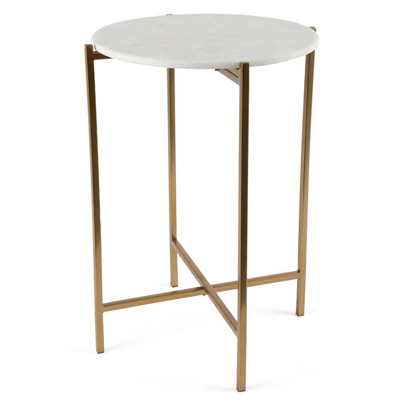 BIRDROCK HOME Folding Side Table with Marble Top - Gold Legs