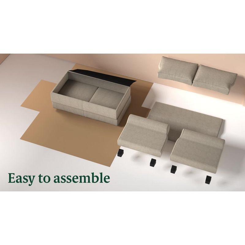 78" Josh Sofa Beige - Zinus: Easy-to-Clean, Woven Fabric, Seats Three, Tool-Free Assembly