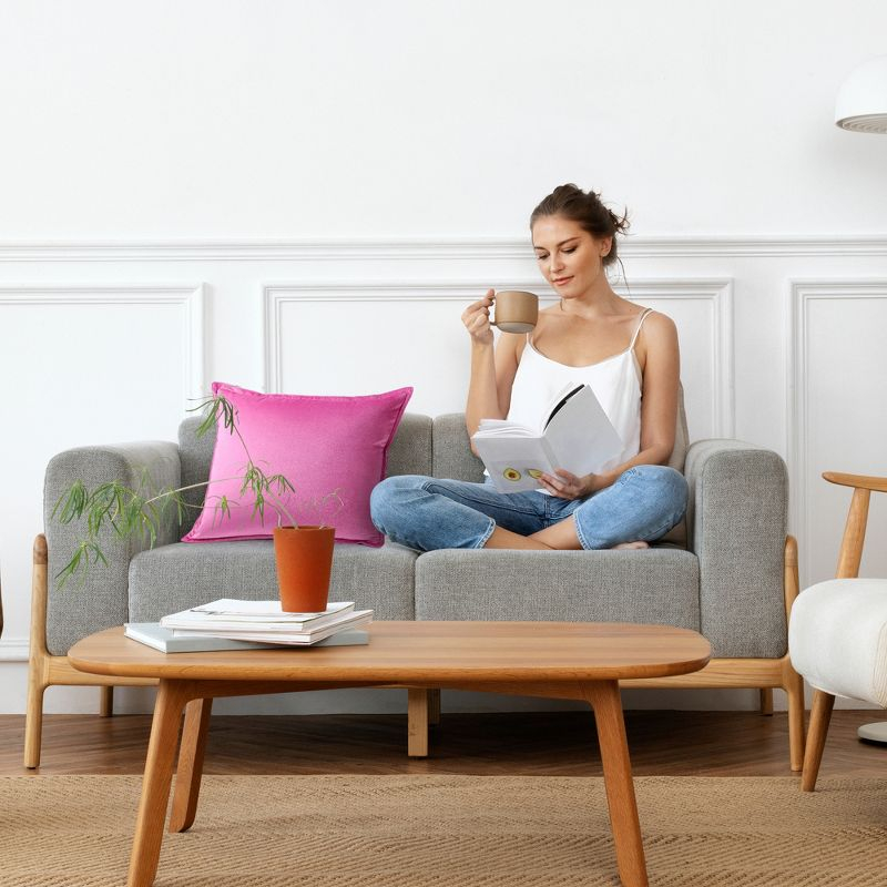 PiccoCasa Sofa Couch Decorative Soft Velvet Square Solid Throw Pillow Cover Hot Pink 18"x18"