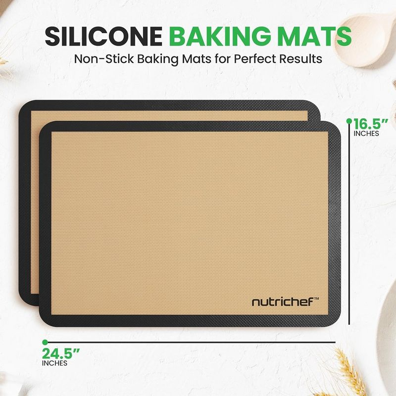 Nutrichef 2 - Pc Silicone Baking Mats - Brown & Black