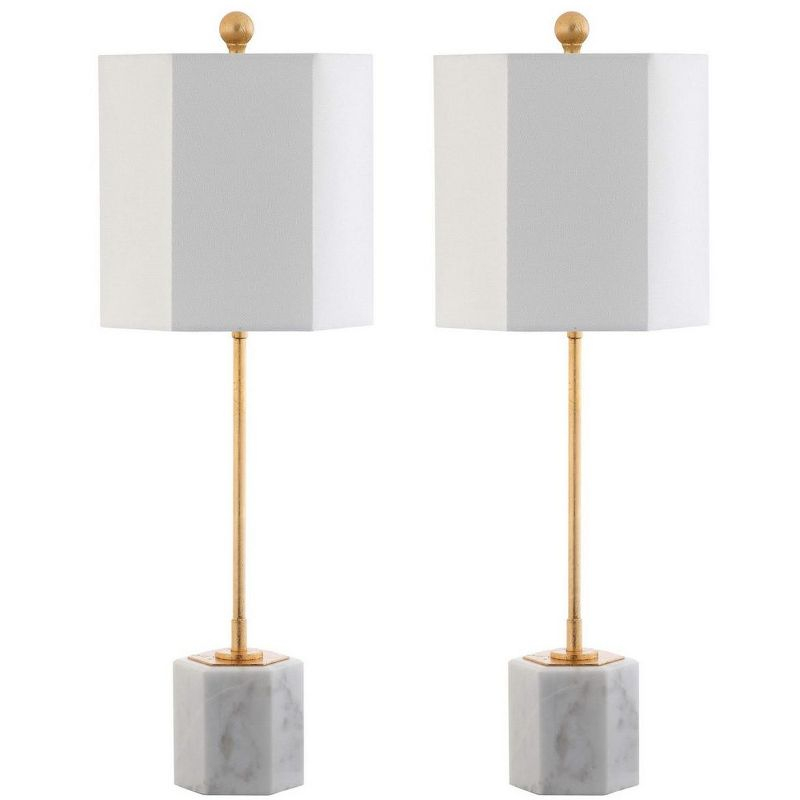 Magdalene Marble Table Lamp (Set of 2) - 29 Inch Height - TBL4069 - White Marble/Gold - Safavieh