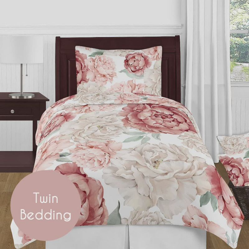 Sweet Jojo Designs Girl Fabric Photo Memo Board Peony Floral Garden Pink and Ivory