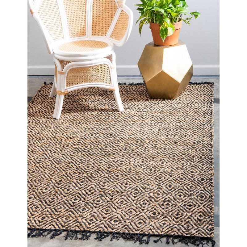 Unique Loom 2' 0 x 3' 1 Assam Chunky Jute Black Area Rug