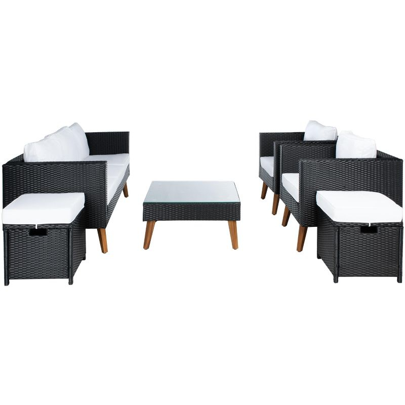 Presla 6 Pc Living Set - Indoor/Outdoor - PAT7715 - Black/White - Safavieh