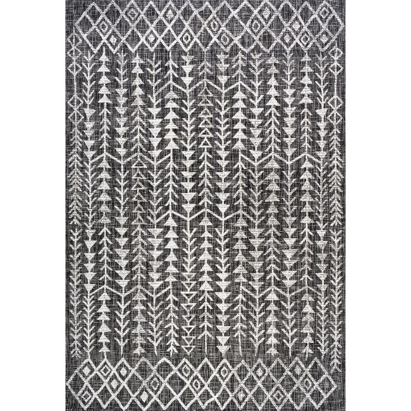 4'x6' Tokay Bohemian Geometric Indoor/Outdoor Area Rug, Black/Ivory - JONATHAN Y