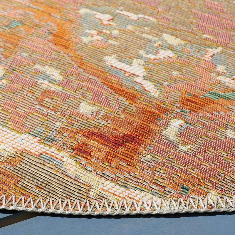 Barbados BAR515 Power Loomed Indoor/Outdoor Area Rug - Gold/Blue - 6'6" round - Safavieh.