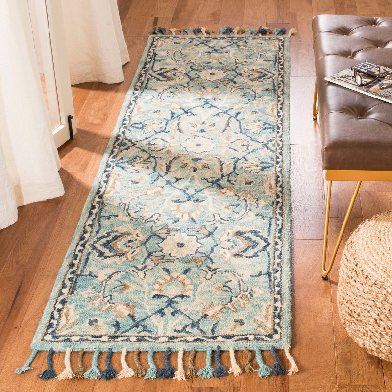 Blossom BLM457 Hand Tufted Runner Rug - Blue/Ivory - 2'3"x12' - Safavieh.