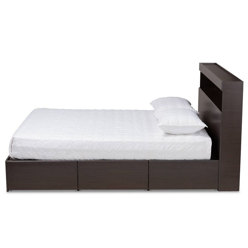 Queen 6 Drawer Blaine Wood Platform Storage Bed Dark Brown - Baxton Studio