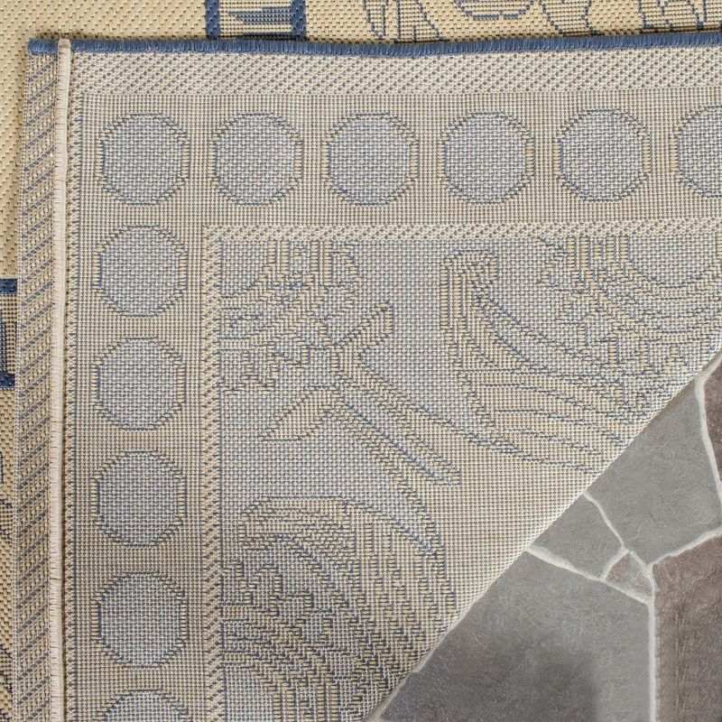 Courtyard CY2965 Power Loomed Indoor/Outdoor Area Rug - Natural/Blue - 4'x5'7" - Safavieh.