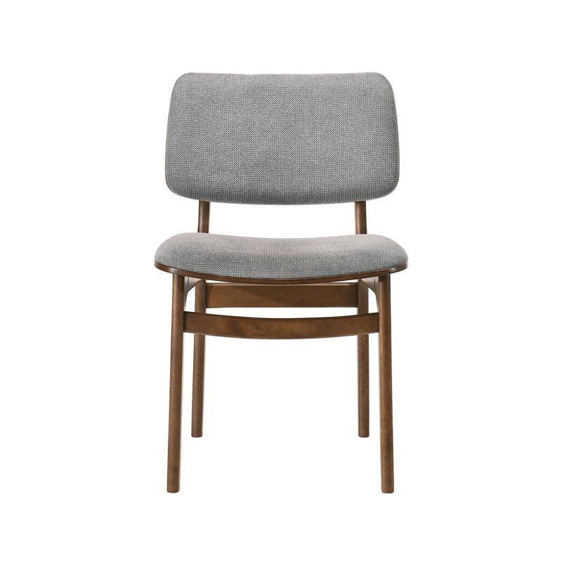 Set of 2 Lima Upholstered Wood Dining Chairs Walnut - Armen Living: Mid-Century Modern, Rubberwood Frame, Gray Polyester