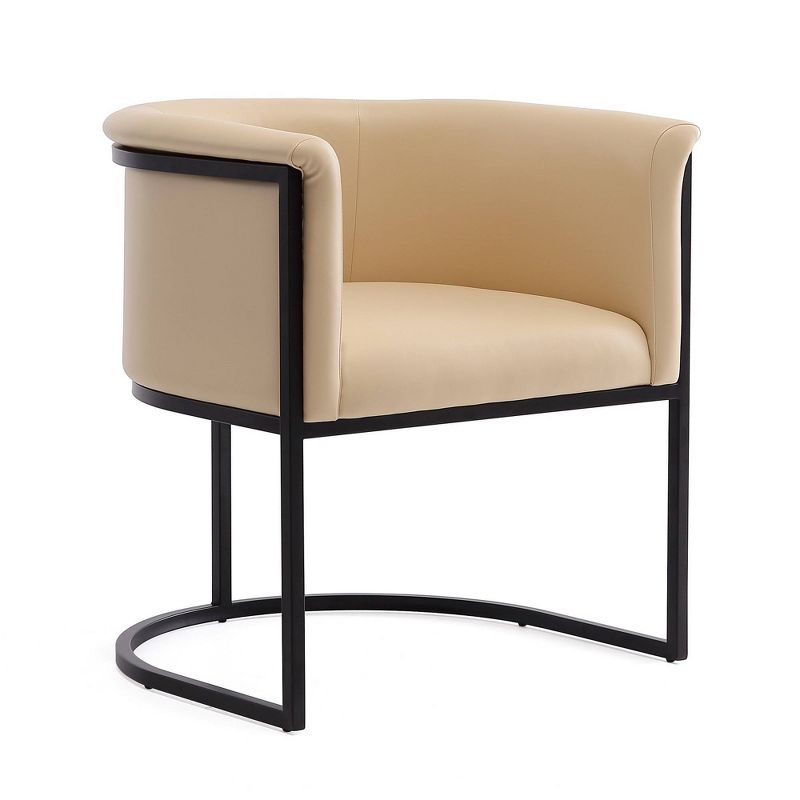 Manhattan Comfort Cosmopolitan Faux Leather Dining Chair Tan: Art-Deco, Metal Frame, No Assembly Required