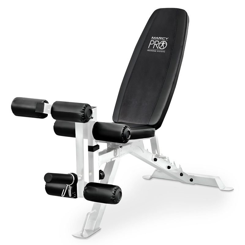 Marcy Adjustable Weight Bench, Foldable Incline Decline Flat Bench Press for Home Gym, Full Body Workout Equipment with Leg Developer and Wheels