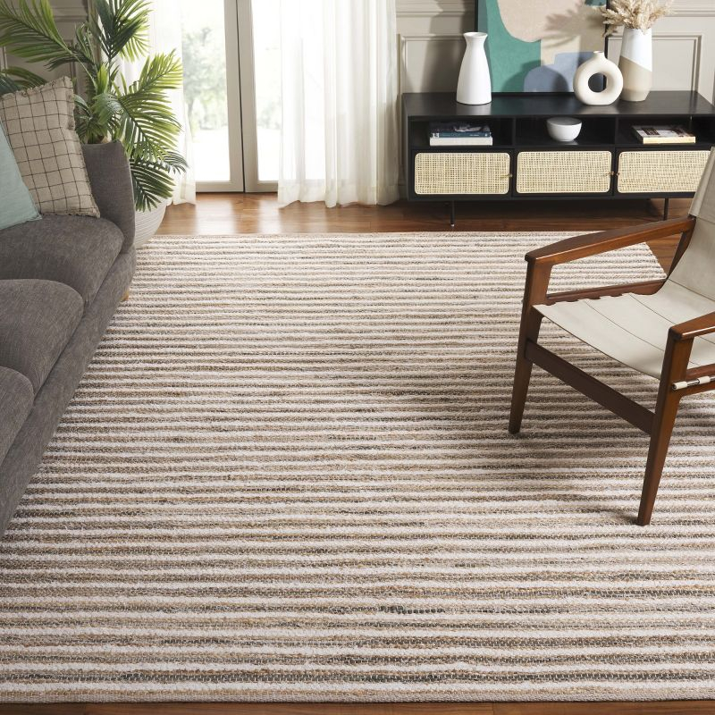 Cape Cod CAP151 Handmade Woven Area Rug - Natural/Green - 8' X 10' - Safavieh
