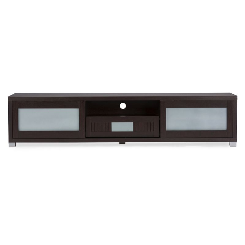 Gerhardine Wood Cabinet: Espresso Finish, Media Storage, 85" TV Compatibility - Baxton Studio